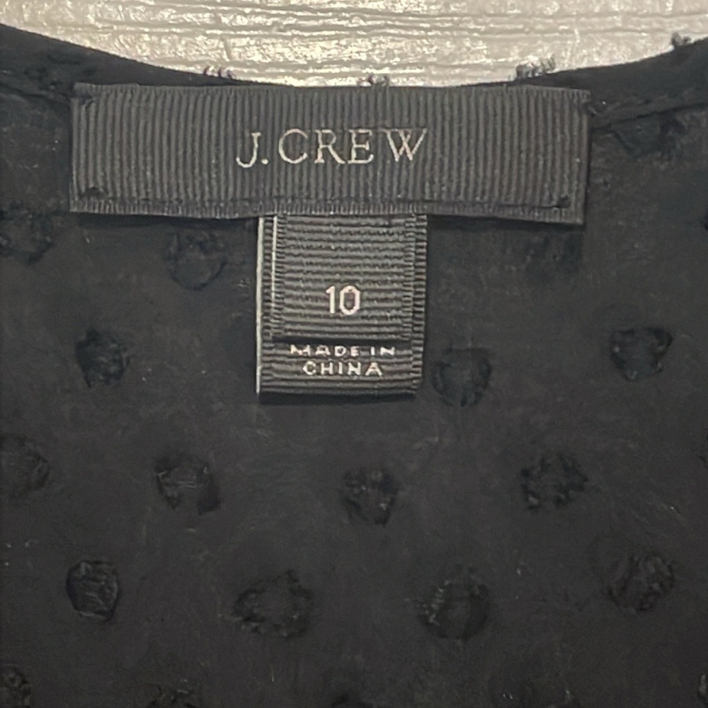✨J CREW Black Sheer Dotted Blouse with keyhole neckline size medium - Picture 3 of 4